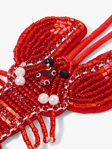 Red Lobster Beaded Sequins Pendant Handmade Keychain Bag Charm - Multicolor - View 5