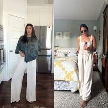High Waisted Wide Leg Linen Pants For Women 2026 French Style Retro Button Up Casual Trousers Summer Vacation - White - View 5