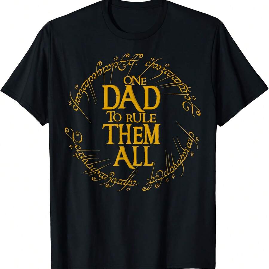 One Dad To Rule Them All Funny Fantasy Nerd Dad Graphic T-Shirt - Black - View 1