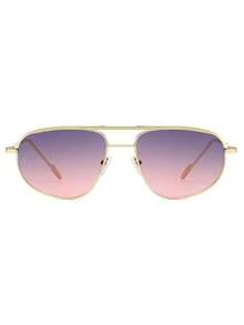 1 Pair Women's Gold Double Bridge Aviator Metal Frame Retro Fashion Glasses Suitable For Daily Wear - Gold - View 4