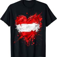 Austria Flag Heart T-Shirt - Black - View 1