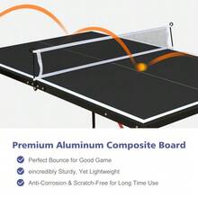 137.2cm/4.5FT Foldable Table Tennis Table, Portable Ping Pong Table Set With Net, 2 Table Tennis Paddles And 3 Balls Indoor & Outdoor Games Easy To Store (Black) - 黑色 - 查看 6