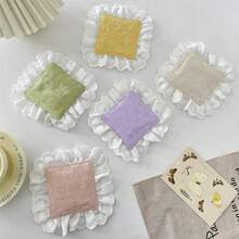 2/6/12pcs Solid Color Heart-Shaped Lace Fabric Coasters, Absorbent Tea Ceremony French Heat Insulation Pads, Washable & Reusable, Suitable For Coffee Table Decor, Holiday, Living Room, Dining Room, Party, Home Decoration - Multicolor - View 2