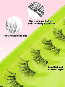 10 Pairs Thin Strip Semi-Transparent Stem Cross False Eyelashes, Create Spiky Curly Makeup Effect, Suitable For Girls Daily And Festival Occasions - Half Eyelashes - View 3