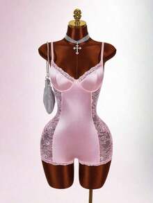 Mono Sexy con Encaje y Parches para Mujer de - Rosa 2 - Ver 7