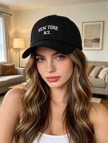 Women's Letter Embroidered Baseball Cap, Fashion Versatile, Adjustable Strap, UV Protection, Suitable As Music Festival Gift - Multicolor - View 5