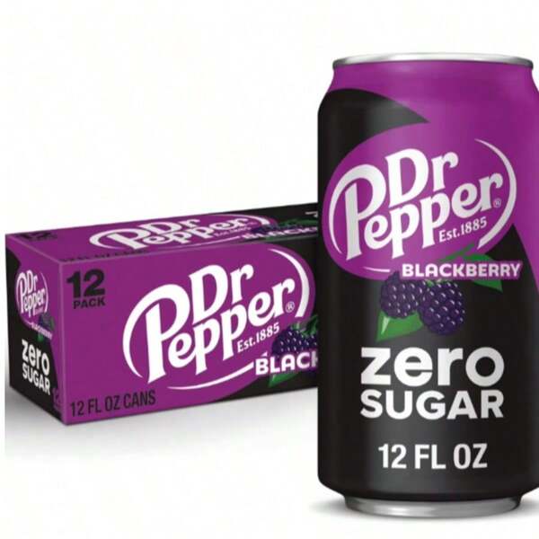 Dr Pepper Blackberry Zero Azúcar Refresco, 12 Fl Oz, Paquete de 12 Latas