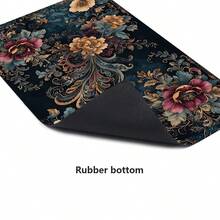 1 件硅胶花卉图案印花地毯，易于清洁，3D 打印长方形，适用于玄关、客厅、厨房、卧室、走廊、浴室、洗衣房 - 涤纶地毯，适合室内外家居装饰 - 彩色 - 查看 9