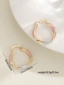 1 Pair Fashionable Colorful Round Earrings, Creative Versatile Earrings Gift For Women - Gold - View 10