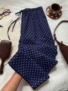 Pantalones rectos de pierna ancha con estampado de leopardo blanco casual y sueltos para mujer, adecuados para primavera/verano, viajes diarios, citas, reuniones, otoño/invierno, Navidad, Año Nuevo, Acción de Gracias, fiestas, bodas, playa, ce - Azul marino - Ver 1