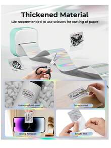 3 Rolls Holographic Silver Thermal Sticker Paper – 50mm*3.5m Mini Printer Compatible With T02/M02/Q02E/T02 Pro/D20/D21, Perfect For Bullet Journals, DIY Planner Stickers, Photos, Notes & Creative Projects - View 4