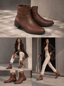 Dahazzi Women's Ankle Boot, Super Comfortable, Short Shaft, Low Heel, SCH11300 Cappuccino - 巧克力棕 - 查看 4