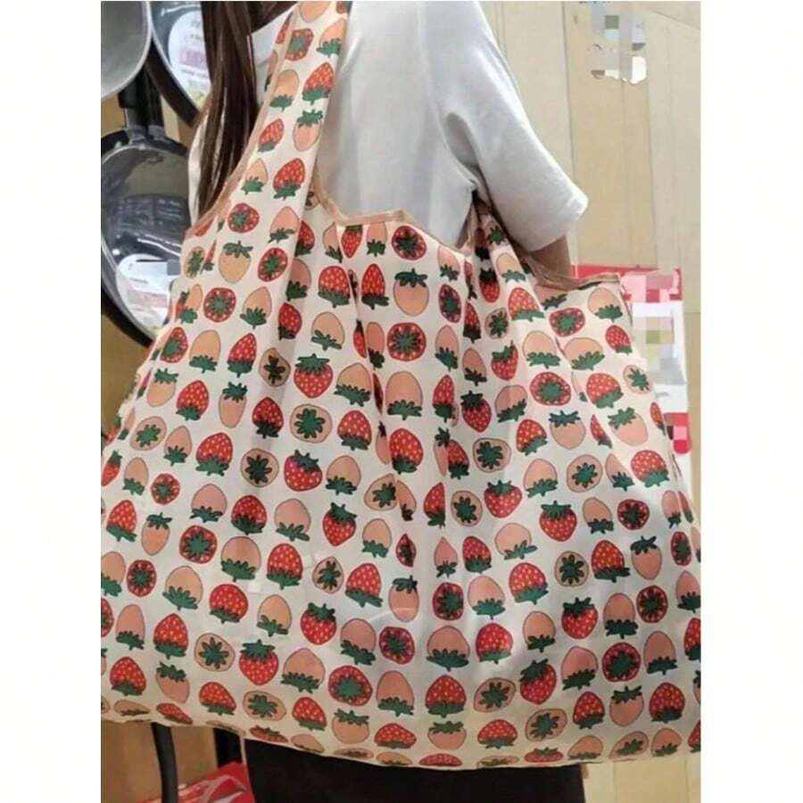 Large Cartoon Foldable Portable Shopping Bag, Large Capacity Tote Bag - Multicolor - View 1