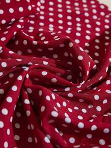 Aveloria Revavyn Blusa elegante de cuello alto con estampado de lunares retro francés, manga de pétalo, moda elegante y de alta gama para mujeres - Rojo - Ver 3