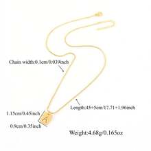 1pc Women's Classic Square Letter Pendant Gold Box Chain Necklace - Yellow Gold - View 2