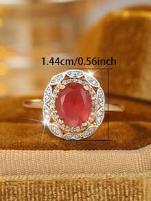 1pc Exquisite Elegant Cubic Zirconia Egg-Shaped Women's Ring Set, Perfect As Wedding Ring, Engagement Ring Or Valentine's Day Gift - Golden Yellow Red - View 5