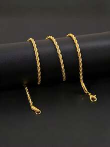 1 pieza Collar largo de cuerda para inoxidable minimalista con cadena de cuerda trenzada disponible en dorado y plateado 45cm-60cm - collar giratorio - Ver 4