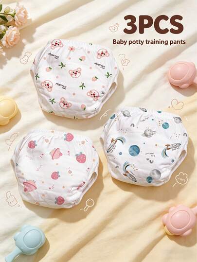 3 pezzi - Copripannolino per neonati con copertura completa a 360 gradi, traspirante, delicato sulla pelle, lavabile, pantaloni per l'addestramento al vaso per neonati e bambini piccoli