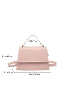 Fashionable Solid Color Handbag, Casual Flap Small Square Bag, Handheld Casual Bag, Commuter Bag, New Spring/Summer Shoulder Crossbody Bag For Women - Pink - View 3