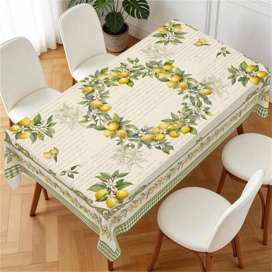 1 khăn trải bàn hình chữ nhật bằng polyester, họa tiết khung chanh Pháp cổ điển, in một mặt, thích hợp cho mặt bàn, có thể giặt và tái sử dụng, phù hợp cho trong nhà, ngoài trời, sân hiên, đám cưới, tiệc tùng, ăn uống, triển lãm thủ công, trang trí tiệc. - Nhiều màu - Xem 1