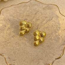 Vintage Geometric Stud Earring For Women Charm Gold Earring,Waterproof Stainlees Steel Jewelry Summer Vacation Jewellery For Wedding Party Daily Gift - Multicolor - View 2