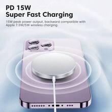 磁吸式快速无线充电器，兼容苹果原装 MagSafe，Type-C 接口，适用于 和 iPod 系列 - 白色 - 查看 4