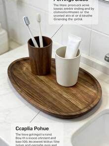 1 pieza Bandeja decorativa asimétrica de madera resistente e impermeable, fácil de limpiar, adecuada para café, frutas, comida, llaves, joyas, escritorio, hogar, restaurante, dormitorio, baño, oficina, hotel, fiesta y talla grande, excelente regalo - color madera C - Ver 10