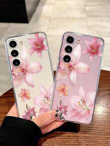 1 Piece Soft Phone Case With White Lily Flower And Butterfly, Compatible With Huawei Honor, , Galaxy A04e/12/A13/A14/A34/A50/A52/A53/A54/S21/S22/S23/S24/S25/S25Ultra, 6A/7A/8A, 12T/13T, International Version, Not Domestic Version, Spring Gift - 透明 5 - 查看 2
