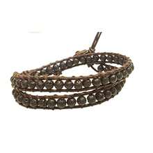 Infinityee888 Lava 2 pulseras envolventes y gargantilla de piel tela 2 en 1, pulsera de hombre y mujer, 33 cm, Piedra - como en la imagen - Ver 2