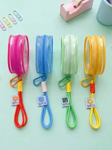 1pc Creative New Fashion Travel Portable Mini Transparent Waterproof Zipper Storage Bag, Digital Accessories Organizer Pouch, Multi-Function Hanging Organizer Bag, Coin Purse, Can Store Earphones, Chargers, Data Cables, Lipstick, Perfume, Keys, Bracelets, Cosmetics And Small Electronic Accessories - Multicolor - View 8
