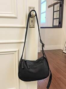 Women's Soft Crescent Shoulder Bag, Casual Nylon Underarm Bag/Crossbody Bag, Woven Zipper Pull, Adjustable Strap, Multi-Pocket Daily Commute Bag, Shoulder Bag, Water Bottle Bag, Sports Cycling Bag, Night Running Bag, Shopping Bag, Essential Cosmetic Bag, Phone Bag, Holiday Gift For Girlfriend, Fashionable Multi-Color Peach Tree Bag - Multicolor - View 13