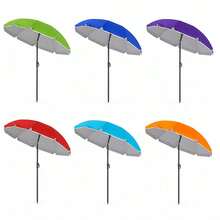 Sombrilla de Playa 160CM UV50+ Parasol Ajustable Inclinable con Bolsa de Transporte Resistente al Viento para Playa Camping Jardín Pesca - Morado - Ver 5