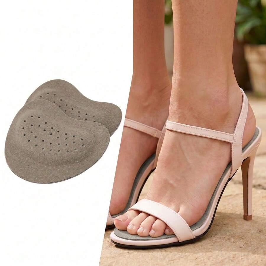 1-5 Pairs Soft Shock-Absorbing, Sweat-Absorbing, Anti-Slip Leather Forefoot Pads For High Heels, Suitable For Summer Sandals, Self-Adhesive Invisible Forefoot Pads - Apricot - View 1