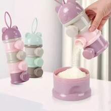 Dosificador De Leche En Polvo Portátil Apilable Oso 3 Capas - lila - Ver 8