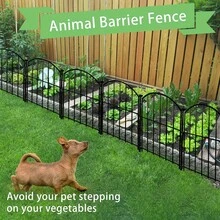 Decorative Garden Fence 17in X10ft 10/12 Pack Rustproof Metal No Dig Fence Animal Barrier Arched Flower Bed Edging Ornamental Wire Border Panel For Yard Patio Outdoor - Black - View 5