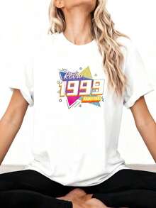 Heart 1999-Birthday-Retro-Classic-Colorful-Patterns-90s-Breathable T-Shirt - 白色3 - 查看 4