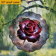 1件 3D「宇宙中的夢幻玫瑰」25.5cm/10in*25.5cm/10in 附旋轉掛鉤，360° DIY創意風轉輪，耐用金屬，節日動態藝術掛飾（不含吊墜），隨機款式 - A - 查看 5
