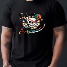 Printed T-Shirt For Men And Women - 黑色 - 查看 1