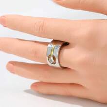 Bohemian Dual-Tone Ring Inlaid With Round Synthetic Cubic Zirconia, Ideal For Travel And Casual Daily Wear - Two-color - View 3