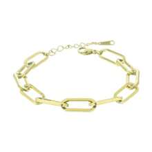 Pulseras de eslabones gruesos bañadas en oro de 14 quilates para mujer, anillo de primavera, cana cubano, pulsera de oro para mujer, no se deslustra - clip grueso dorado - Ver 5