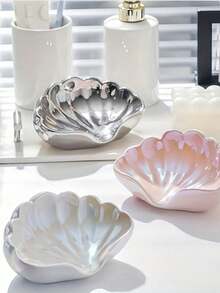 No-Drill Bathroom Countertop Soap Dish With Leaf Pattern Decoration, Plastic Soap, Toothbrush, Cosmetic Storage Rack, Modern Home Decor, Soap And Toiletries Storage Rack, Decorative Sink Accessory, Smooth Surface - Multicolor - View 1