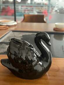1pc Black & White Swan Figurine, Creative Decor, Perfect For Living Room, Study Or Animal-Shaped Succulent Arrangement - B - View 8