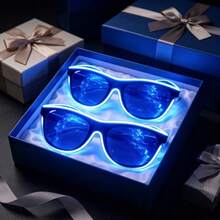 2 sets de gafas LED de colores brillantes, gafas fluorescentes para fiestas, diseño de luz segmentada multicolor, accesorio esencial para festivales de música EDM, Halloween y eventos de cosplay (baterías no incluidas) - 2 paquetes de gafas luminosas - Ver 11