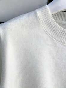 Men's Summer Round Neck Knit Striped Contrast Color Casual Pullover - White - View 4