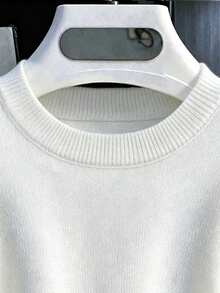 Men's Summer Round Neck Knit Striped Contrast Color Casual Pullover - White - View 3