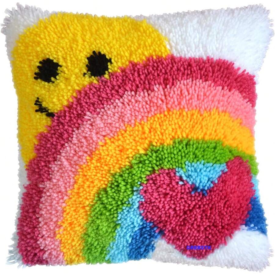 GREBSTK Hook Kit Throw Pillow Cover Sofa Cushion Cover & Pattern Paint 16X16 Inch - 1 - View 1