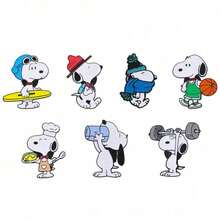 SNOOPY 1/7 件組 動漫卡通胸針套組 可愛新款狗狗琺瑯別針 衣物背包飾品金屬徽章配件禮物 - 均碼 - 查看 18
