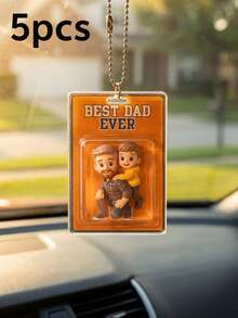 1/3/5PCS Personalized Dad Acrylic Car Hanger, Custom Photo & Text UV Acrylic Car Ornament, Customizable Father-Child Cartoon Style Car Pendant, Thoughtful Father's Day Gift From Kids, Endless Love Keepsake, Car Rearview Mirror Decor, Gift For New Dads, Stepdads, Grandpas, Ideal Birthday & Father's DayPresent - Normal - View 13
