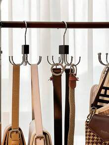 3/1pc Closet 6-Hooks Belt Holder Rack With 360° Rotatable, Metal Storage Hanger Organizer, Cap Holder Rack, Bra Holder Rack, Tie Holder Rack, Belt Holder Rack, Scarf Holder Rack, Storage Hooks, Suitable For Dorm Closet, Home, Campus, Hotel, Etc., Portable Travel Hook - Multicolor - View 4