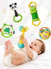 Infant Rattle Sets, Meeting The Needs Of Children At Different Stages, Baby Grip Hand Rattle, Easy To Hold Sensory Teether, Baby Early Education Educational Musical Toy, Newborn Full Moon Gift, Suitable For 1-12 Months Boys And Girls - Multicolor - View 3